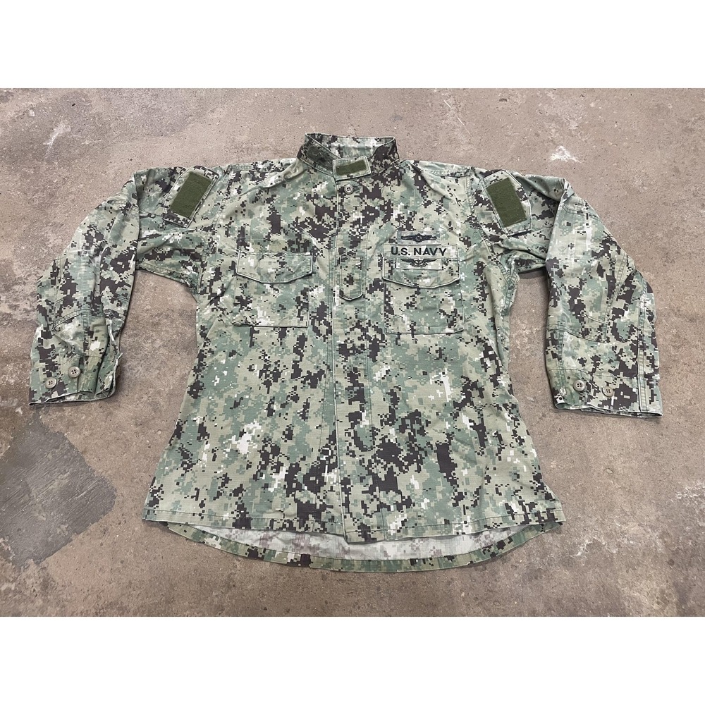 U.S. Navy Jacket Mens‎ LT Green Digital Camo Military Utility Cotton Ripstop